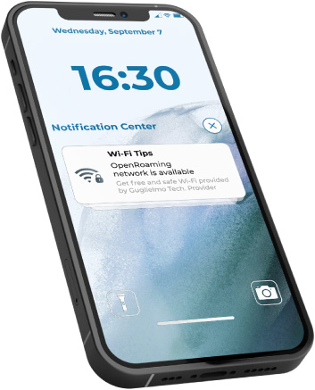 Ricevi la notifica, oppure accedi al portale, per iniziare la procedura di creazione del profilo OpenRoaming sul tuo dispositivo